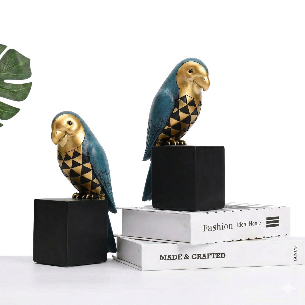 Gilded Parrot Bookends
