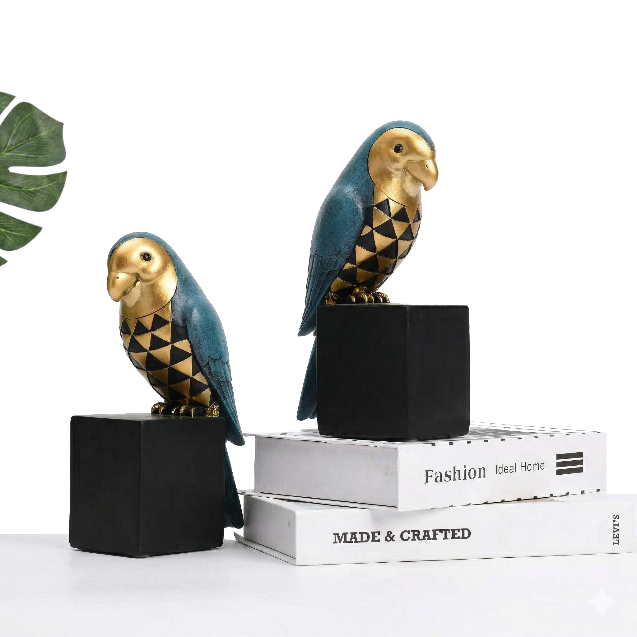 Gilded Parrot Bookends