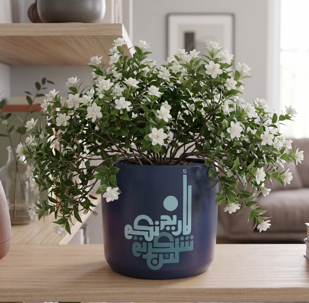 Navy Blue Calligraphy Planter (M)