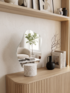 White on Concrete Patterned Mirror Base