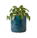 Teal Leaf Planter (M)