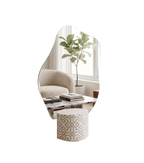 White on Concrete Patterned Mirror Base